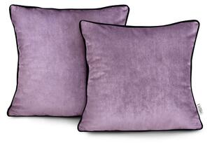 AmeliaHome Povlak na polštář Velvet, fialová, s kontrastním lemováním, 45x45 - 2 ks
