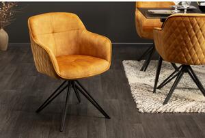 Massive home | Moderní otočná židle ze sametu, žlutá Gustav MH402600