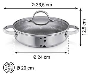 Pánev hluboká SteelCRAFT s poklicí ø 24 cm, 2 úchyty