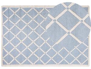 Ručně vyrobený světle modrý vlněný koberec 160x230 cm DALI