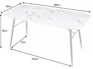 Massive home | Skleněný jídelní stůl, mramorový dekor bílý Gabon MH408450