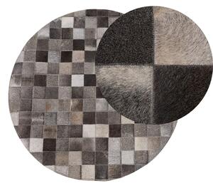 Šedý patchwork koberec z hovězí kůže ⌀ 140 cm BERGAMA