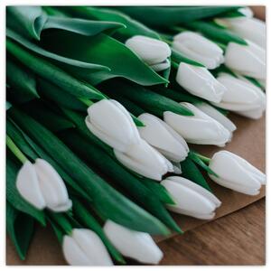 Obraz kytice bílých tulipánů (30x30 cm)