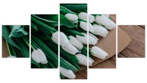 Obraz kytice bílých tulipánů (125x70 cm)