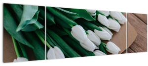 Obraz kytice bílých tulipánů (170x50 cm)