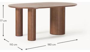 Oválný jídelní stůl z dubového dřeva Dunia, 180 x 110 cm