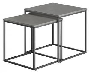 Set dvou čtvercových konferenčních stolků - beton (černé nohy)