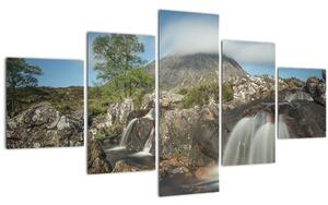 Obraz vodopádů a hory (125x70 cm)
