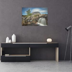 Obraz vodopádů a hory (70x50 cm)