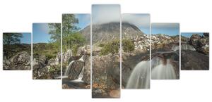 Obraz vodopádů a hory (210x100 cm)