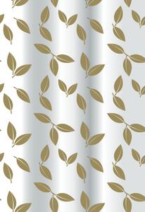 Erga Peva, sprchový závěs 180x200cm, polyester, bílá-zlatá vzor Madison, ERG-08175