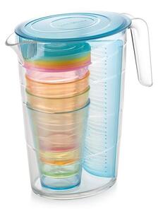 Džbán myDRINK 2,5 l, 4 poháry s víčkem, modrá
