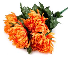 Umělá kytice chryzantéma - 3 oranžová