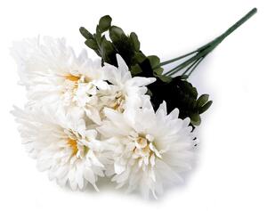 Umělá kytice chryzantéma - 2 bílá oranžová