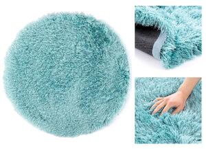 Kulatý tyrkysový koberec FLORO 80 cm s vysokým vlasem