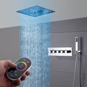 Massive home | Stropní vodopádová sprcha s LED indikátorem teploty vody Silver X- VÝPRODEJ M6324CX