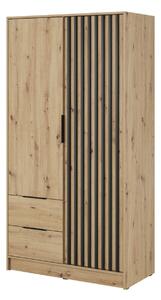 Šatní skříň Nelly 2D: artisan dub s lamelami, 105 cm