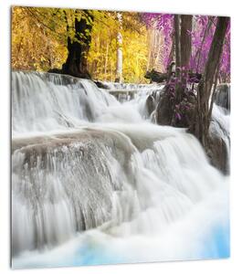 Obraz Erawan vodopádu v lese (30x30 cm)