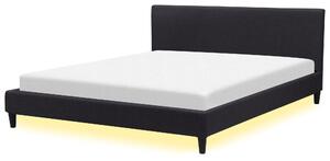 LED postel Tkanina FITOU 180 x 200 cm Černá