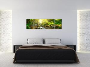 Obraz řeky v zeleném lese (170x50 cm)