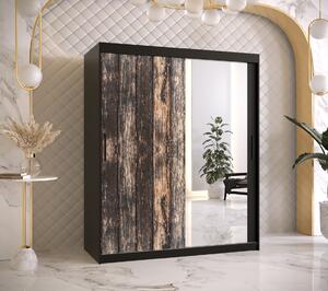 Šatní skříň Abi Stodola 2 Barva korpusu: Černá, Rozměry: 100 cm, Dveře: Stodola + zrcadlo