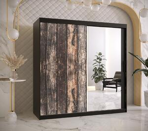 Šatní skříň Abi Stodola 2 Barva korpusu: Černá, Rozměry: 180 cm, Dveře: Stodola + zrcadlo