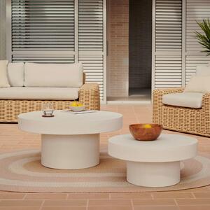 Bílý cementový zahradní konferenční stolek Kave Home Aiguablava 90 cm