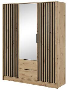 Šatní skříň NELLY 3D se zrcadlem + nástavec | 155 cm | artisan