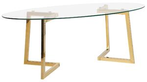 Konferenční stolek skleněná deska a zlaté nohy FRESNO