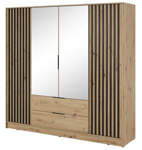 Šatní skříň NELLY 4D se zrcadlem + nástavec | 206 cm | artisan