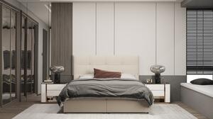 Designová postel MALIKA - 140x200, tmavě béžová