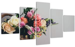 Obraz koše s květinami (125x70 cm)