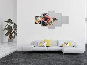 Obraz koše s květinami (125x70 cm)