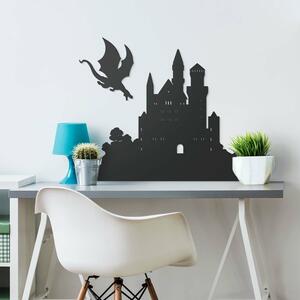 DUBLEZ | Dřevěná dekorace na Halloween - Zámek a drak