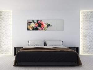Obraz koše s květinami (170x50 cm)