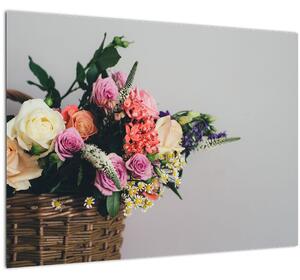Obraz koše s květinami (70x50 cm)
