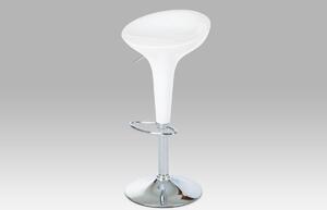 Barová židle AUB-401 WT, bílý plast / chrom
