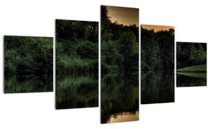 Obraz jezera u lesa (125x70 cm)