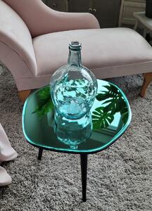 Černý dřevěný odkládací stolek se zelenou skleněnou deskou Divo- 54*45*48 cm