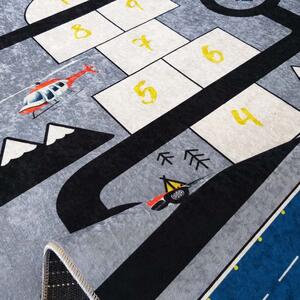 Makro Abra Dětský kusový koberec NEW BAMBINO 03 Pratelný Cesta Auta skakací panák šedý Rozměr: 120x180 cm