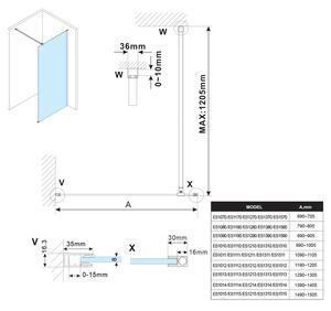 Polysan, ESCA WHITE MATT jednodílná sprchová zástěna pro instalaci ke stěně, čiré sklo, 700 mm, ES1070-03