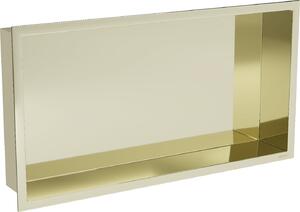 Mexen X-Wall-R, polička na zapuštění na obklad s límcem 60 x 30 cm, zlatá lesklá, 1950603010