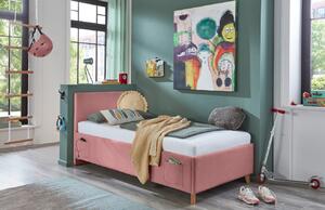 Růžová manšestrová postel Meise Möbel Cool 90 x 200 cm