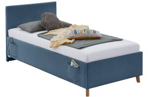 Modrá manšestrová postel Meise Möbel Cool 120 x 200 cm s úložným prostorem