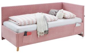Růžová manšestrová postel Meise Möbel Cool II. 120 x 200 cm