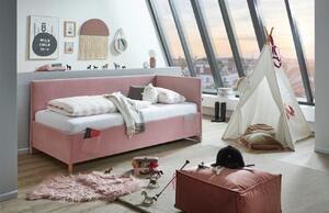 Růžová manšestrová postel Meise Möbel Cool II. 90 x 200 cm