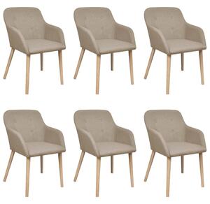 Jídelní židle 6 ks béžové textil a masivní dubové dřevo