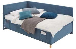 Modrá manšestrová postel Meise Möbel Cool II. 140 x 200 cm