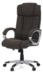 Kancelářská židle, plast ve stříbrné barvě, hnědá látka, kolečka pro tvrdé podlahy - KA-L632 BR2