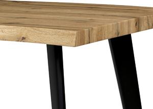 Jídelní stůl, 180x90x75 cm, MDF deska, 3D dekor divoký dub, kov, černý lak - HT-880B OAK